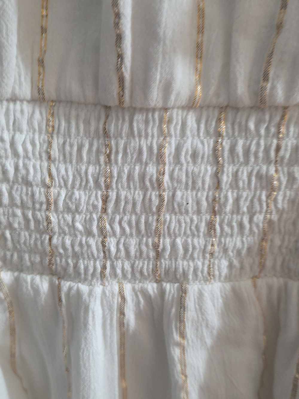 NWT Loft Women's Dress Cream W/Glittery Gold Stripes V-Neck Elastic Lined Sz XXL - Picture 8 of 12